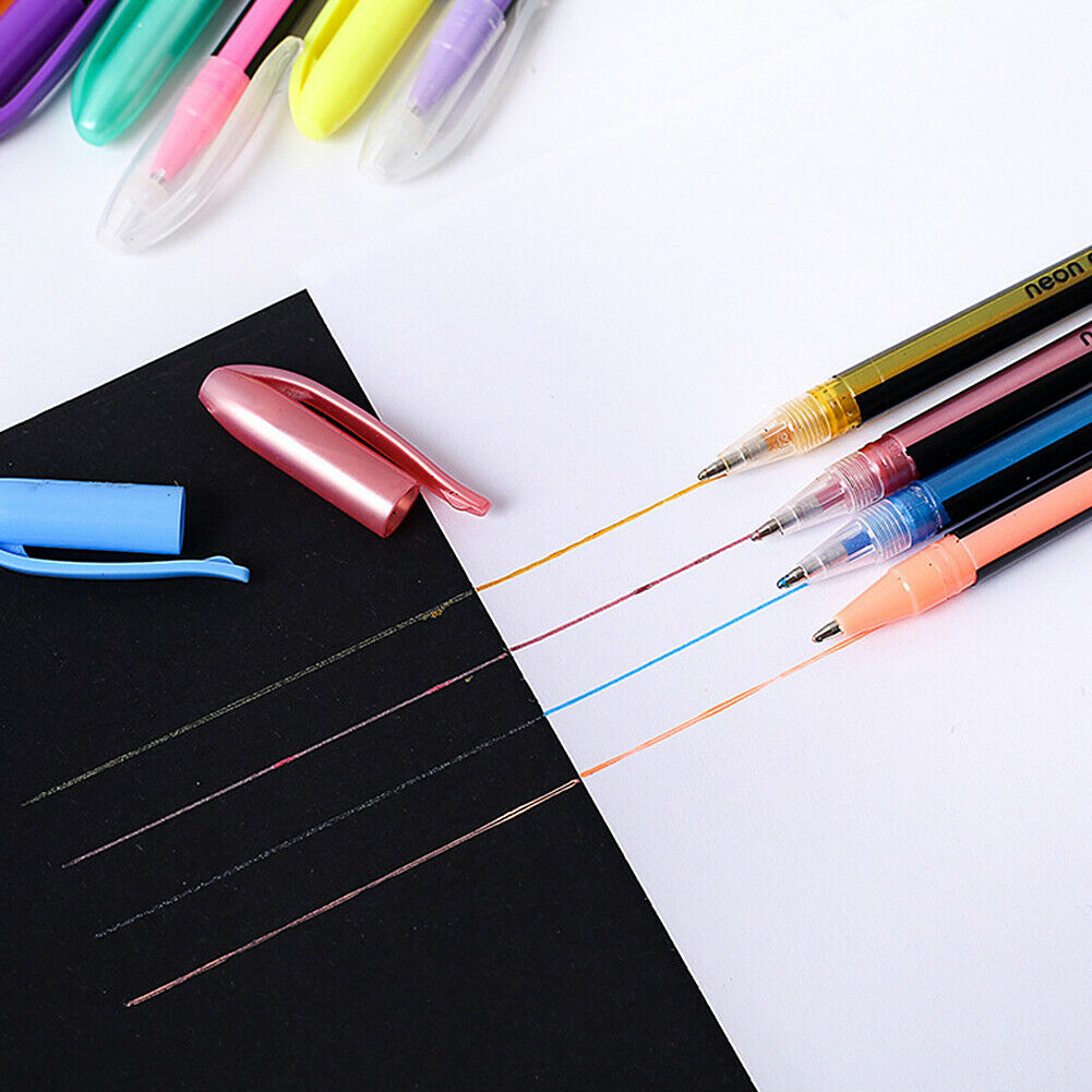 US 48Pcs Neon Color Gel Pastel Pen Point Marker Drawing Note Journaling Doodling