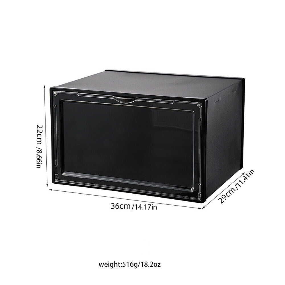 US Stackable Shoe Storage Sneaker Display Case Drop Side/Front Magnetic Shoe Box