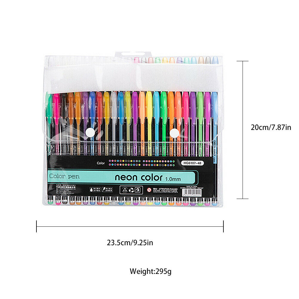 US 48Pcs Neon Color Gel Pastel Pen Point Marker Drawing Note Journaling Doodling