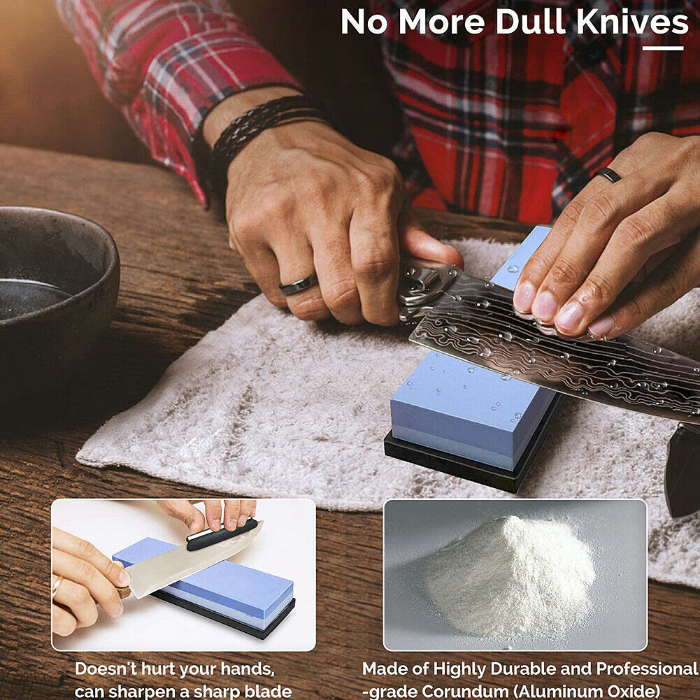 US Knife Sharpening Stone Set 400/1000/6000 3000/8000 Grit Polishing Sharpener