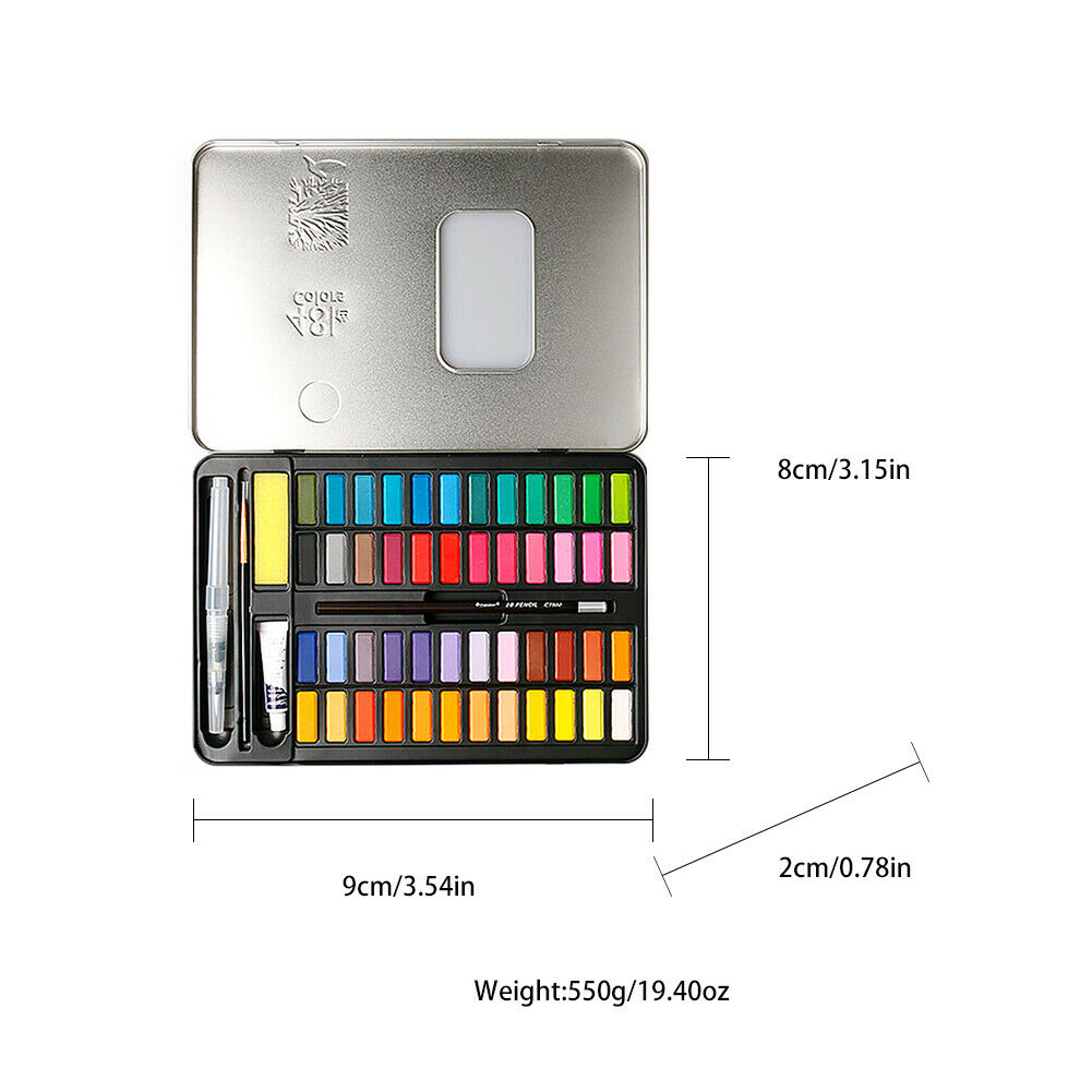 US 48 Premium Paints Watercolor Paint Set Include Metallic and Fluorescent Color