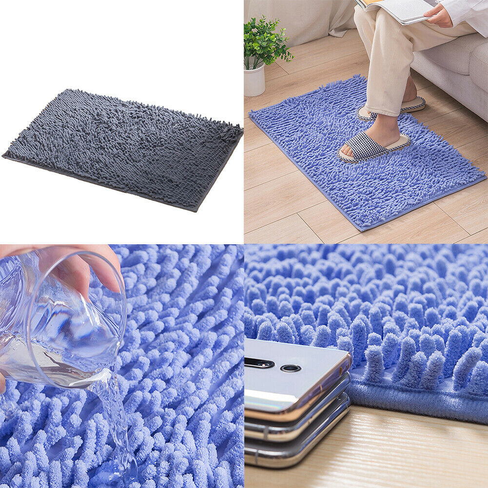 US Luxury Chenille Bath Rug Absorbent Soft Shaggy Non Slip Bathroom Mat Rugs