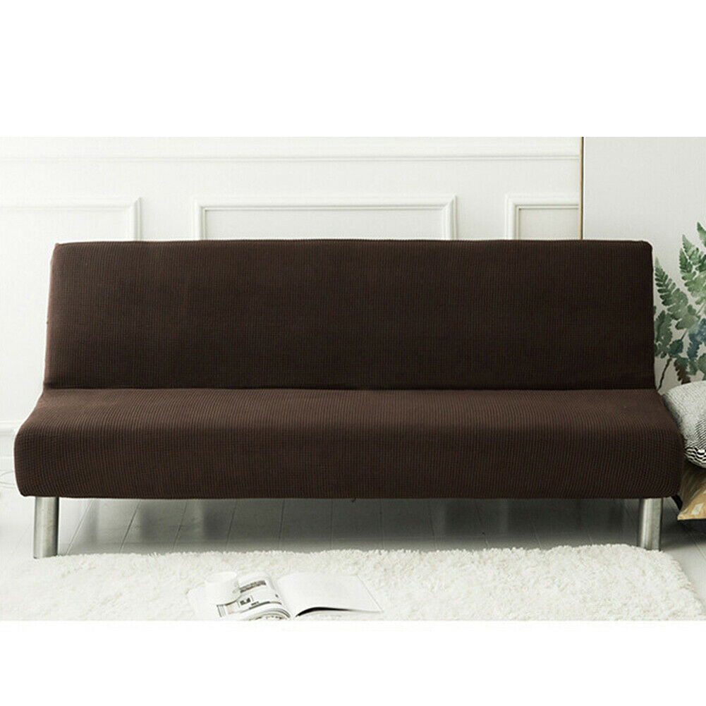 US Stretch Solid Color Futon Slipcover Full Or Queen Size Armless Sofa Bed Cover