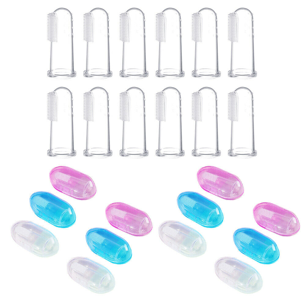 US 6~12 Pack Baby Finger Toothbrush Silicone Oral Massager Pets Infant Toddlers