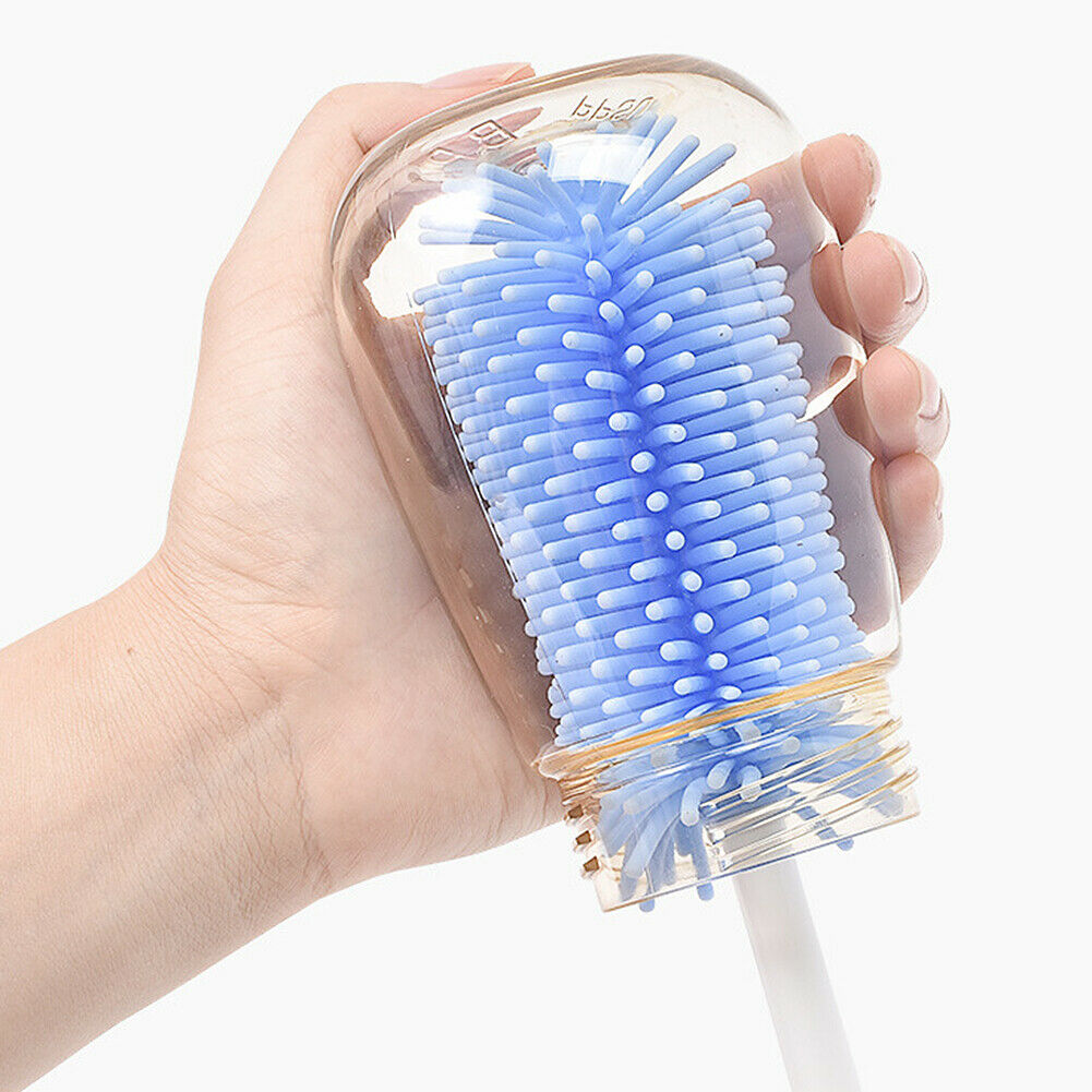 US 3PCS Set Silicone Feeding Baby Bottle Nipple Straw Cleaning Brush 360 Degree