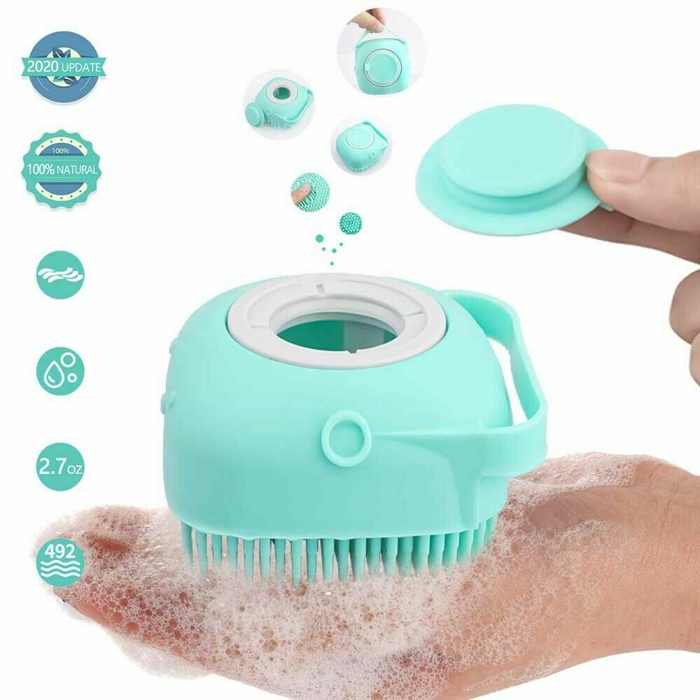 US Baby Silicone Bath Scrubber Gel Dispenser Comb Cradle Cap Pet Massage Brush