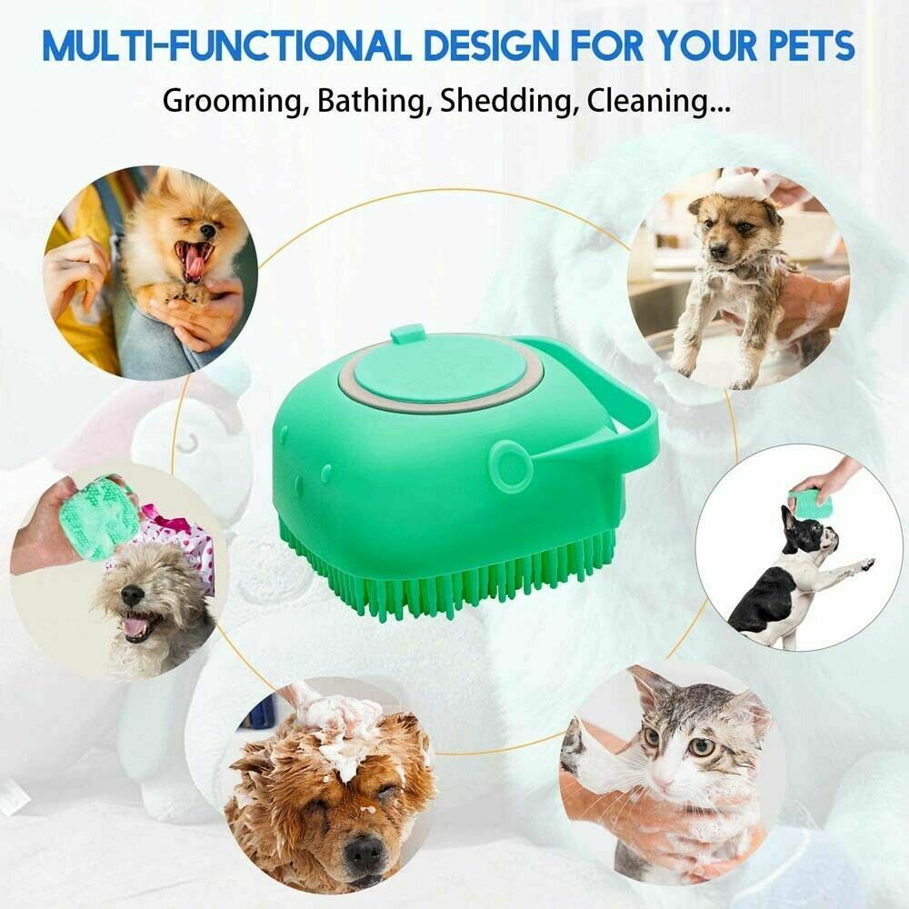 US Baby Silicone Bath Scrubber Gel Dispenser Comb Cradle Cap Pet Massage Brush