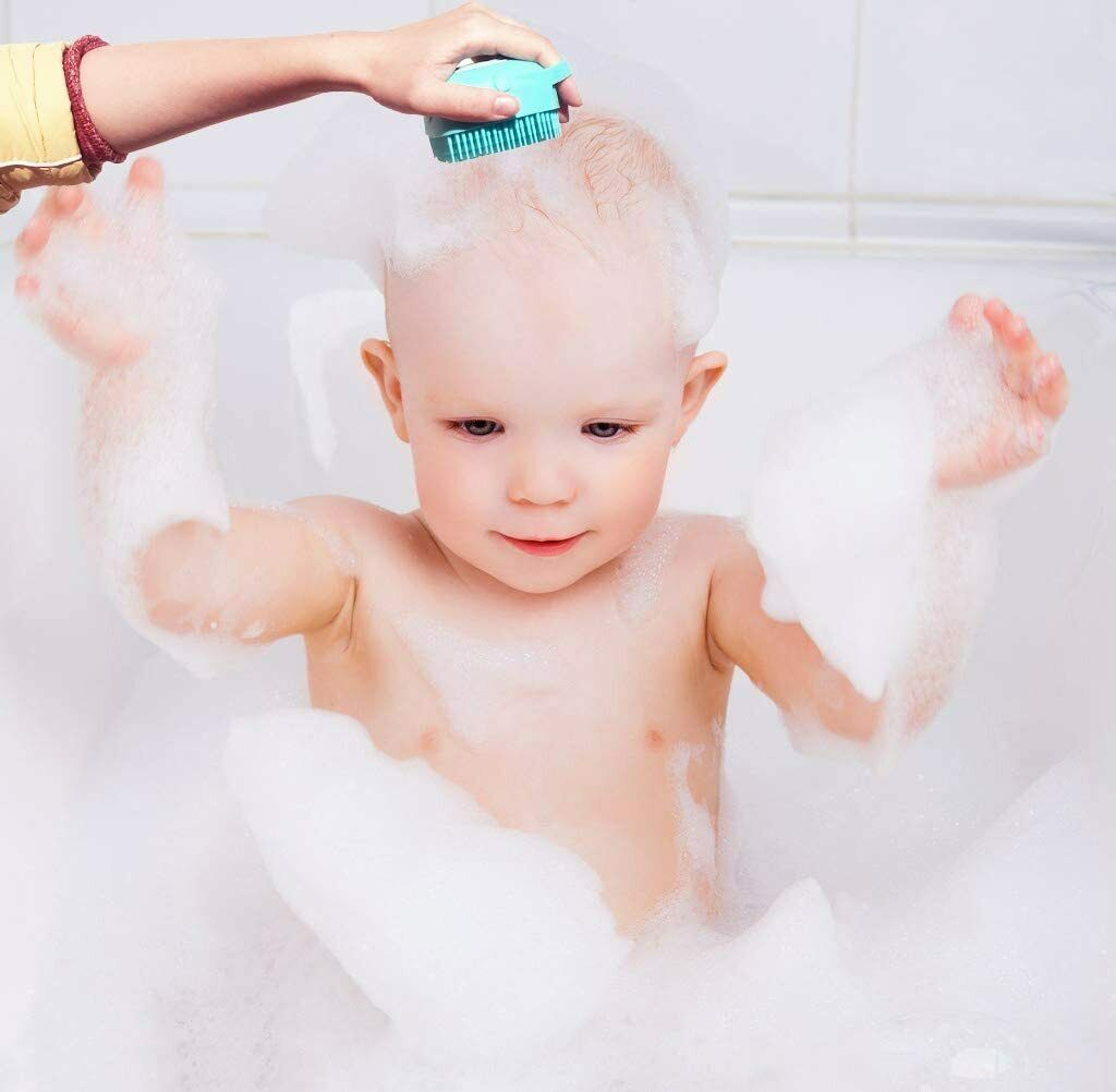 US Baby Silicone Bath Scrubber Gel Dispenser Comb Cradle Cap Pet Massage Brush