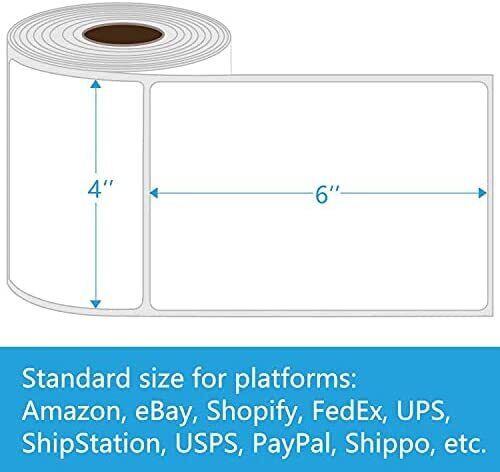 Direct Thermal Labels 4x6"  250 Per Roll